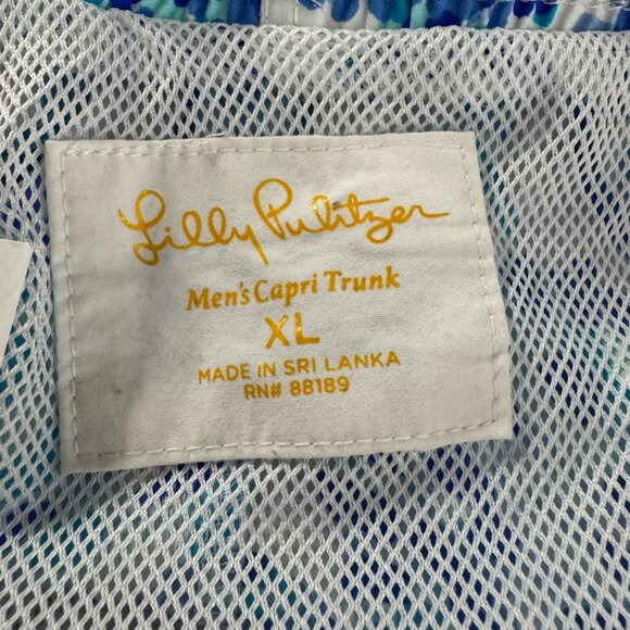 Lilly Pulitzer Swim Trunks Mens XL Turquoise Oasis Shell Me You Love Me SW-2104 - Picture 6 of 10